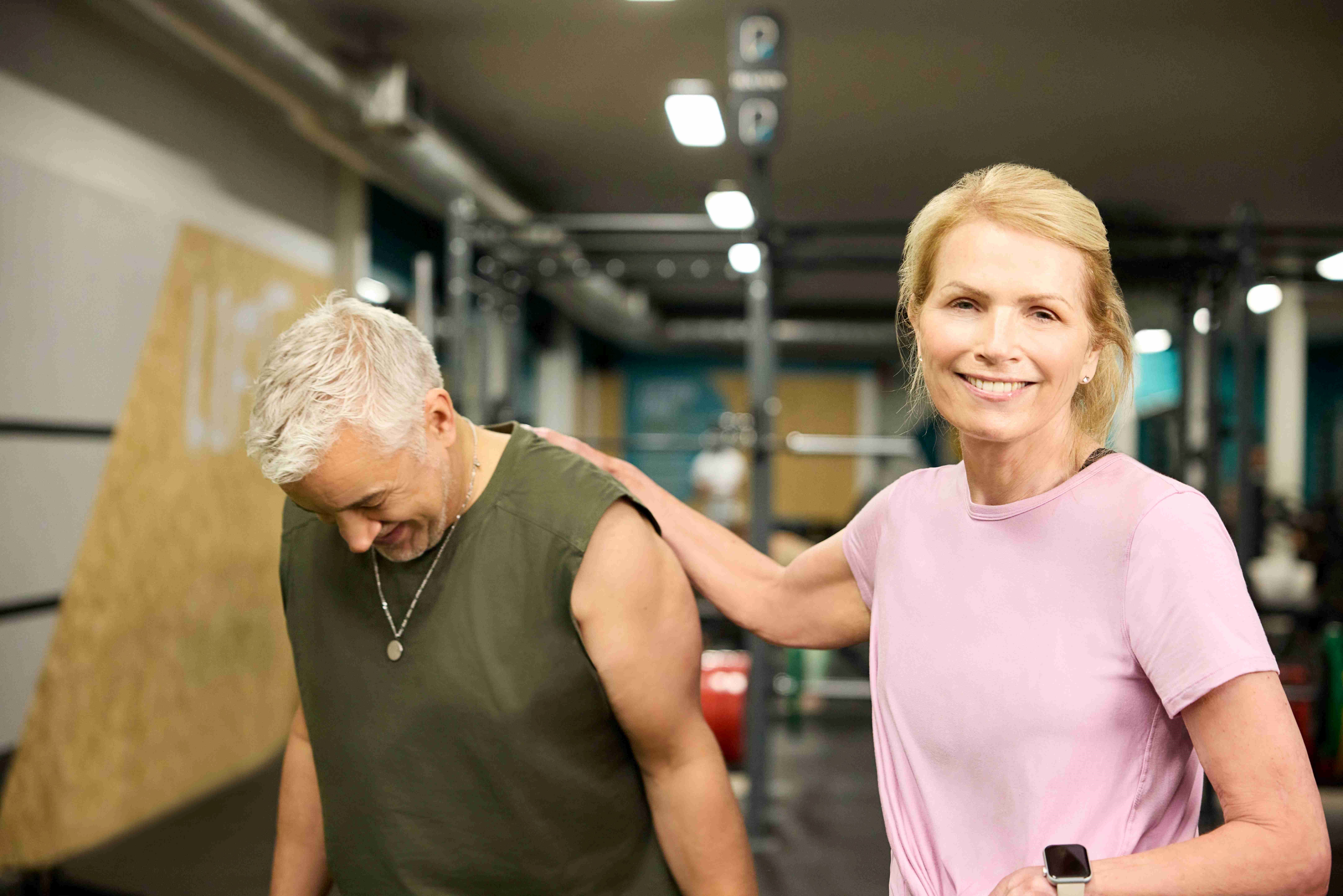 Senior doing resistance training